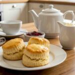 Scones with tea, jam and cream